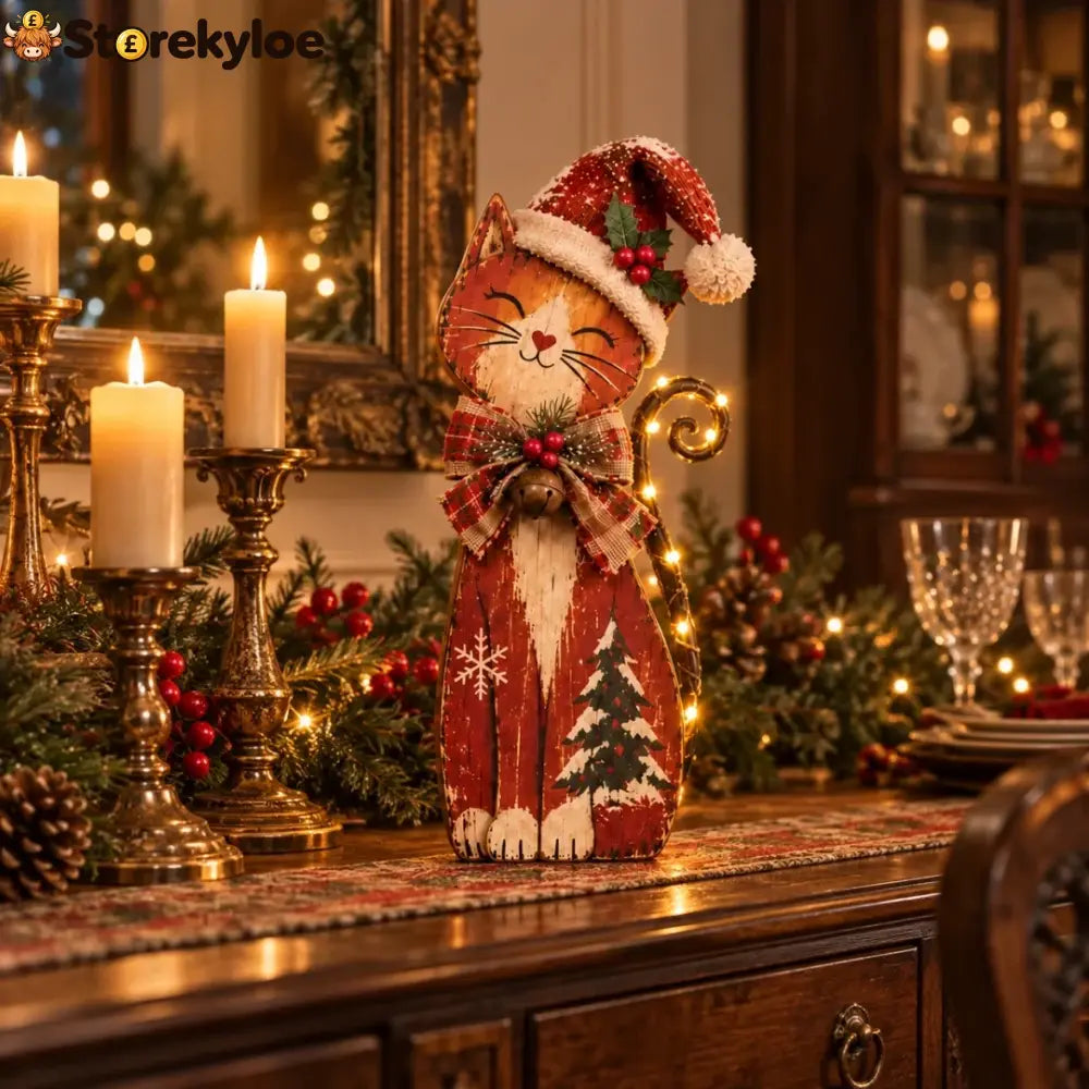 Vintage Lighted Christmas Cat Trio - B