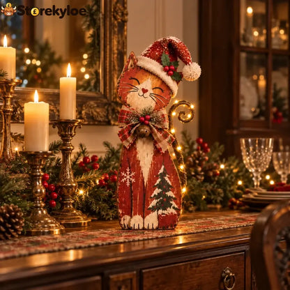 Vintage Lighted Christmas Cat Trio - B