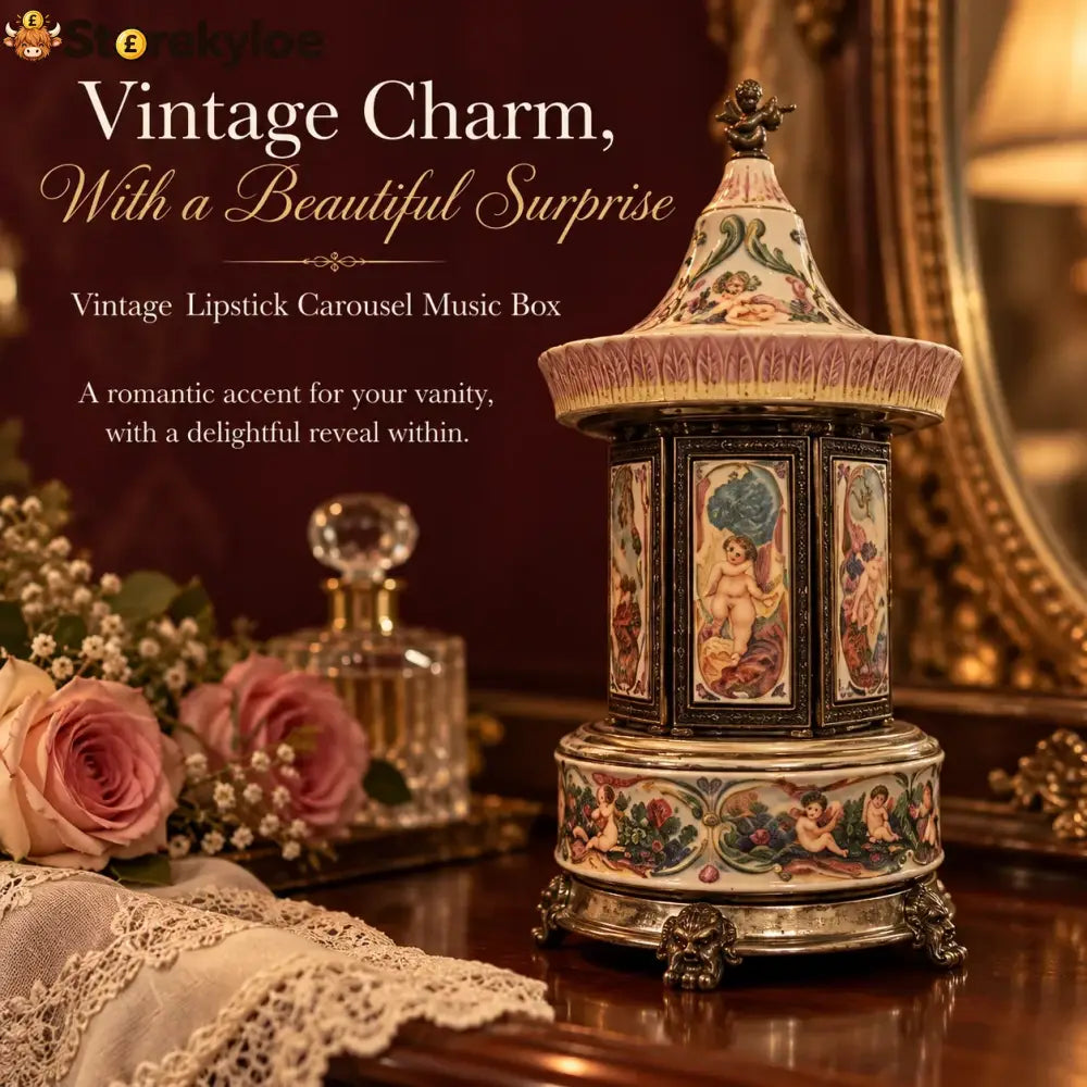 Vintage Lipstick Carousel Music Box
