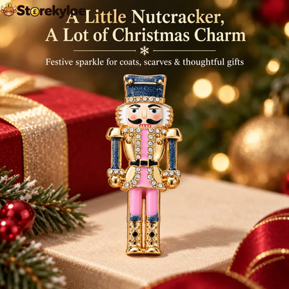 🪆vintage Nutcracker Enamel Brooch Classic Christmas Rhinestone Pin For Festive Gift - Nutcracker Enamel Brooch