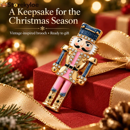 🪆vintage Nutcracker Enamel Brooch Classic Christmas Rhinestone Pin For Festive Gift - Nutcracker Enamel Brooch