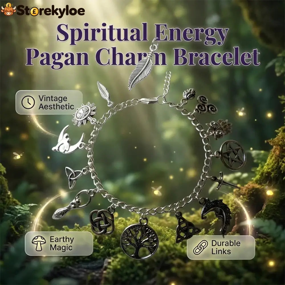 ✨ Vintage Pagan Charm Bracelet – Spiritual Symbols Antique Silver Bohemian Style 🌙 - Silver / Buy 1