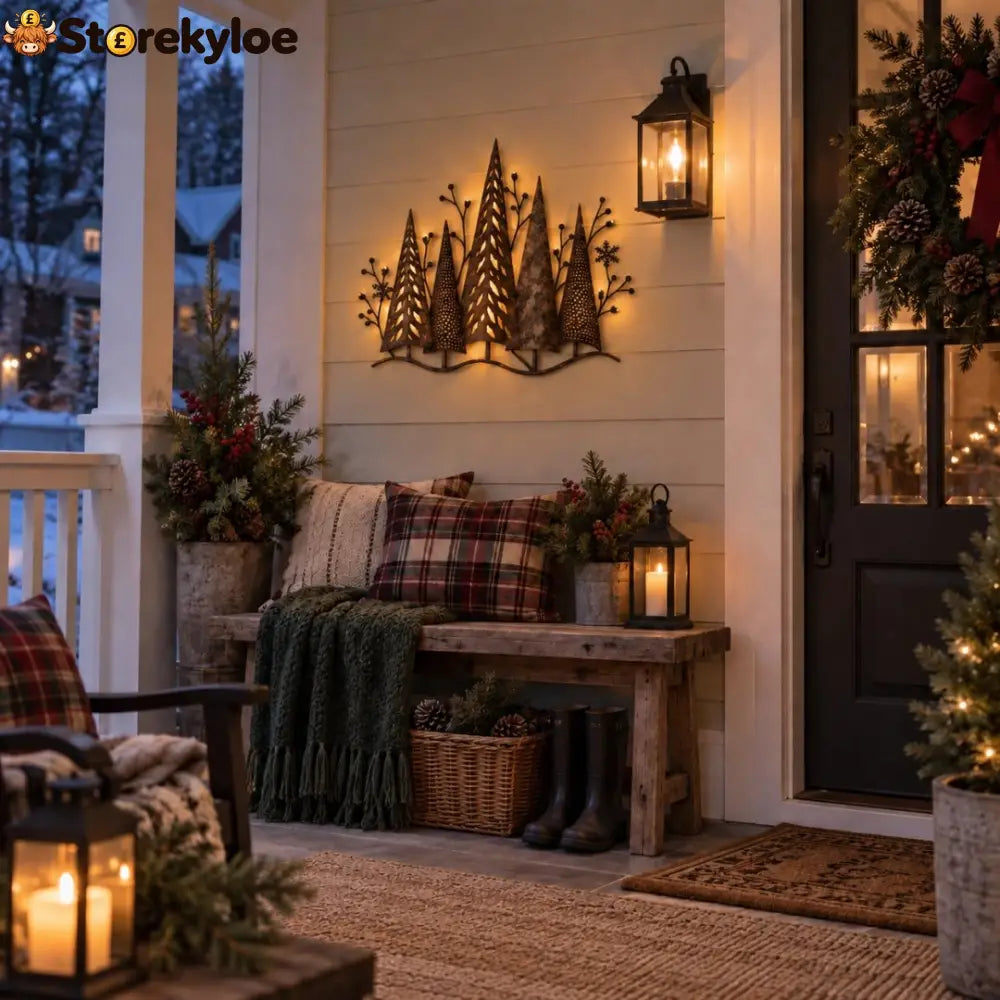 🎄🕯️Vintage-Wanddekoration aus Metall mit Waldmotiv und Beleuchtung🌙