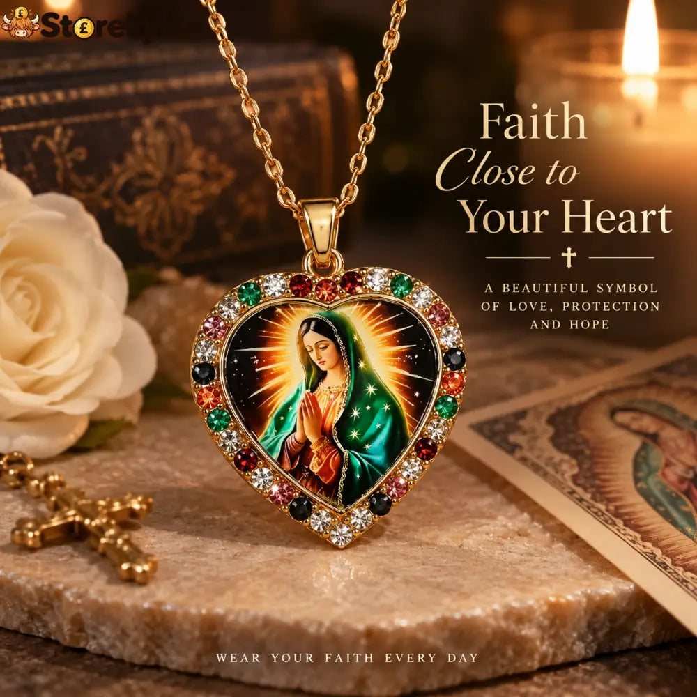 Virgin Mary Heart Pendant Necklace A Little Sparkle. A Meaning Close to Your Heart. 🤍✨