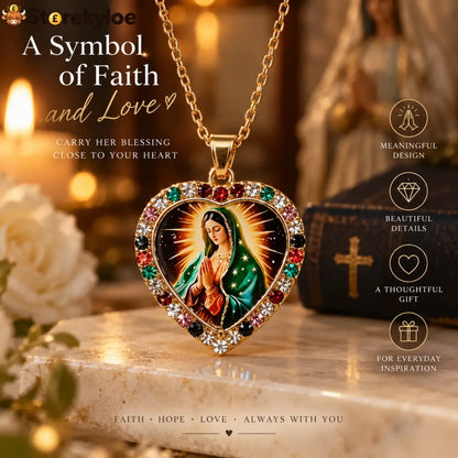 Virgin Mary Heart Pendant Necklace A Little Sparkle. A Meaning Close to Your Heart. 🤍✨