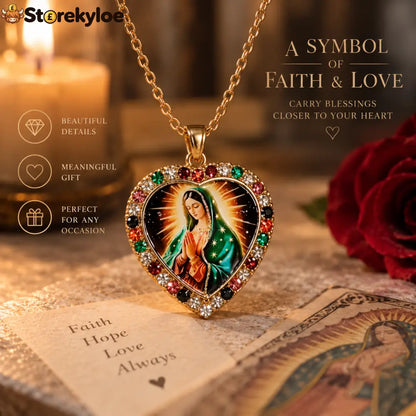 Virgin Mary Heart Pendant Necklace A Little Sparkle. A Meaning Close to Your Heart. 🤍✨