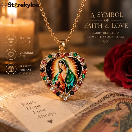 Virgin Mary Heart Pendant Necklace A Little Sparkle. A Meaning Close to Your Heart. 🤍✨