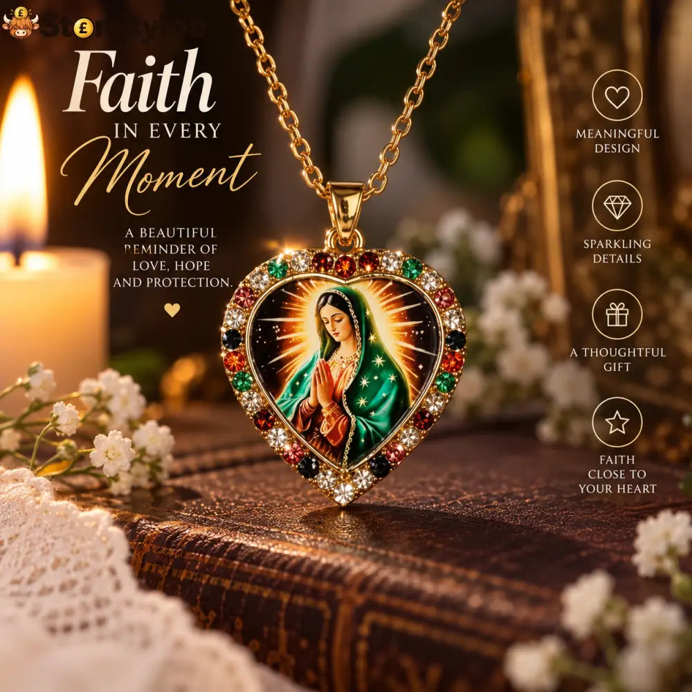 Virgin Mary Heart Pendant Necklace A Little Sparkle. A Meaning Close to Your Heart. 🤍✨