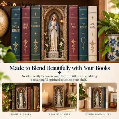🙏 Virgin Mary Lighted Book Nook – Sacred Chapel Bookshelf Decor - Virgin Mary Lighted Book Nook