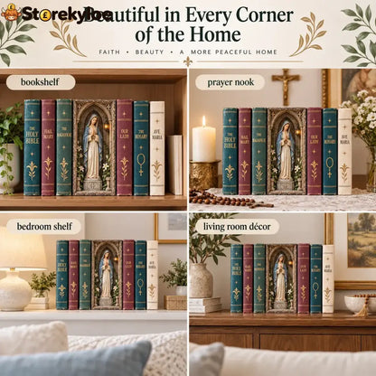 🙏 Virgin Mary Lighted Book Nook – Sacred Chapel Bookshelf Decor - Virgin Mary Lighted Book Nook