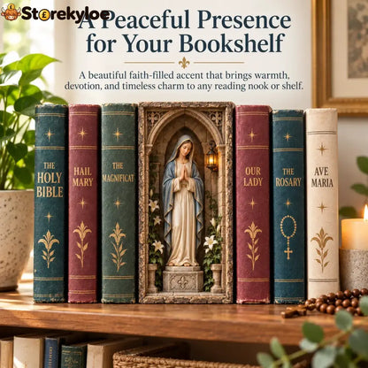 🙏 Virgin Mary Lighted Book Nook – Sacred Chapel Bookshelf Decor - Virgin Mary Lighted Book Nook