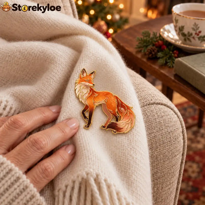 ⏳ LIMITED‑TIME FREE SHIPPING OVER £20 🦊🍂vivid Red Fox Enamel‑trimmed Vintage Brooch 🦊🍂
