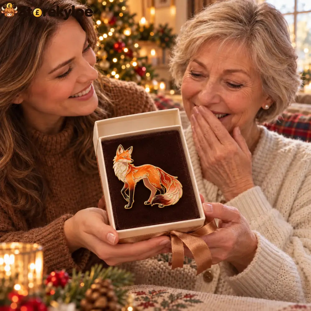 ⏳ LIMITED‑TIME FREE SHIPPING OVER £20 🦊🍂vivid Red Fox Enamel‑trimmed Vintage Brooch 🦊🍂