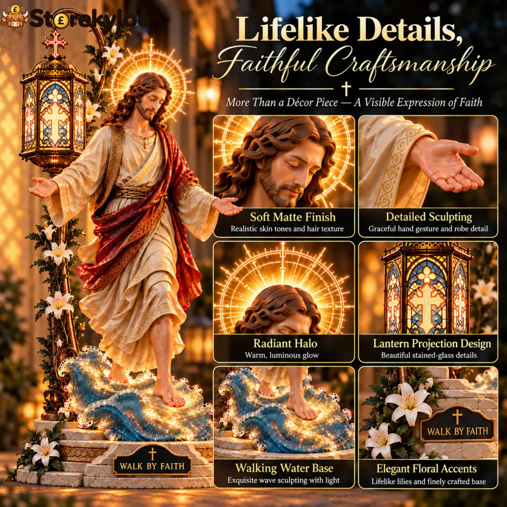 ✨ Walk by Faith™ – Jesus Walking on Water Reflection Light