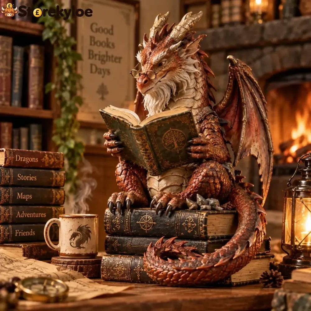 🐉 Wandering Scholar Dragon Figurine | Book Lover Décor - ❤Buy 1