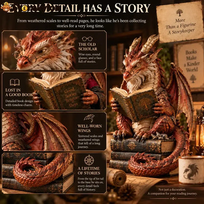 🐉 Wandering Scholar Dragon Figurine | Book Lover Décor - ❤Buy 1