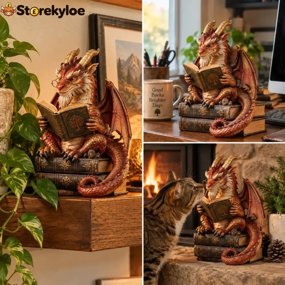 🐉 Wandering Scholar Dragon Figurine | Book Lover Décor - ❤Buy 1