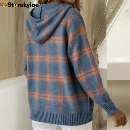 Warm Blue Check Cardigan