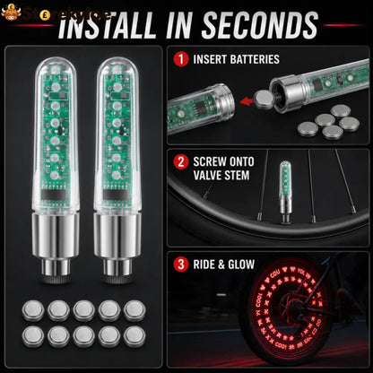 🚲Waterproof Bike Tire Valve Stem Lights✨