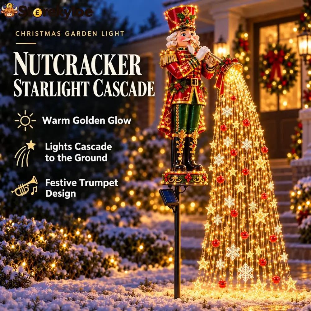 🎄 Weihnachtliche Sternenlichtkaskade – Solarbetriebene LED-Gartenstecker - 🎺 Nussknacker-Trompetenkaskade - €30 - €39.99