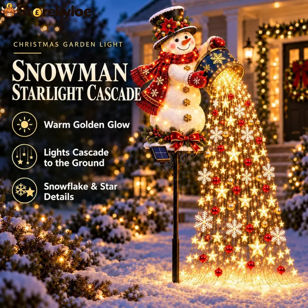 🎄 Weihnachtliche Sternenlichtkaskade – Solarbetriebene LED-Gartenstecker - ⛄ Schneemann-Sternenlicht-Eimer - €30