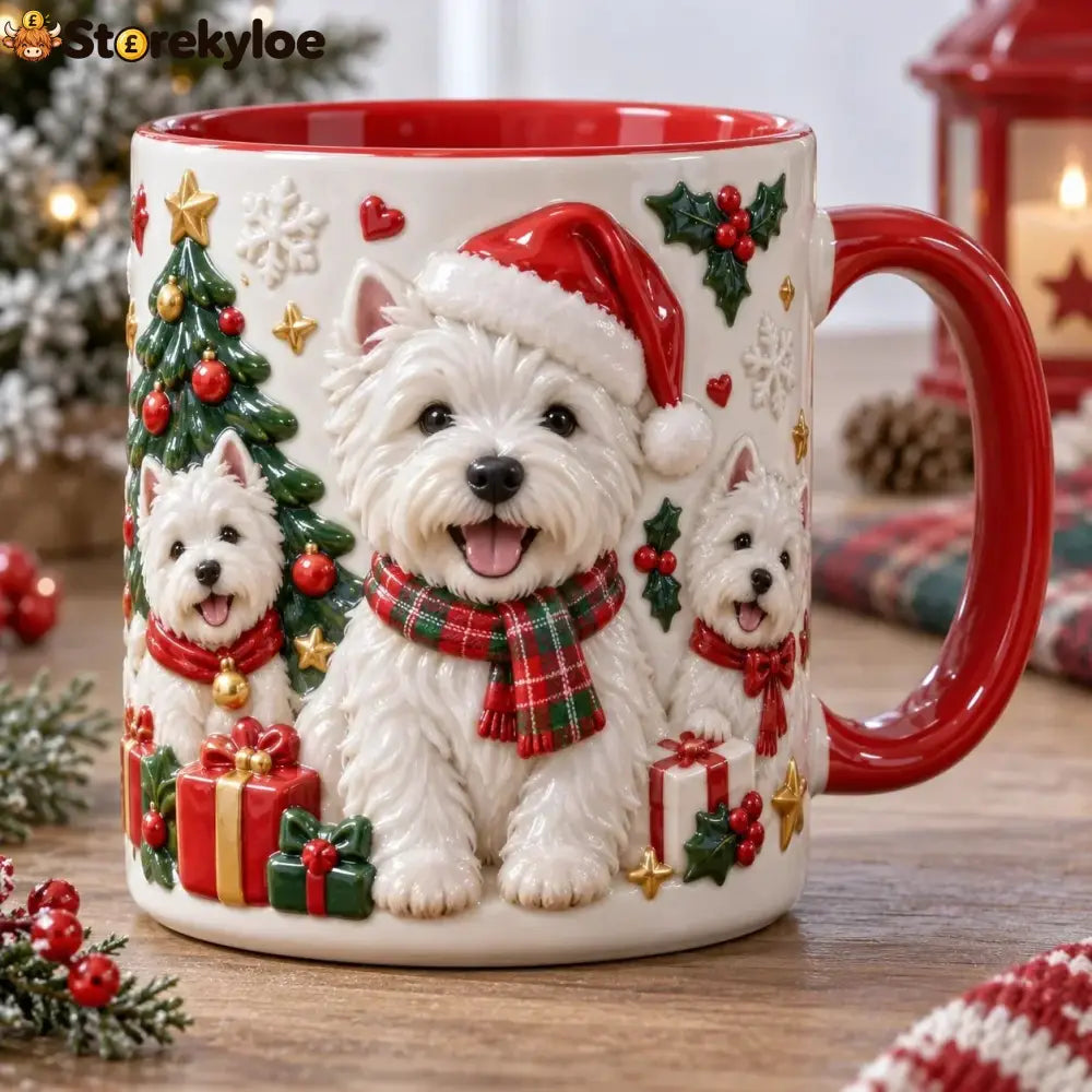 West Highland Terrier Christmas 3D Effect Printed Accent Mug - 11oz