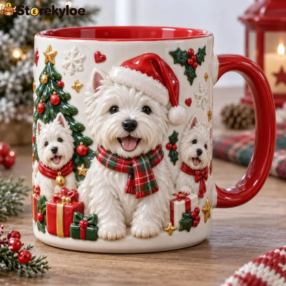 West Highland Terrier Christmas 3D Effect Printed Accent Mug - 11oz