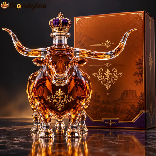 Western Horned Bull Glass Decanter – Sculptural Amber Display Bottle - 10*6*5 inchs (25*16*13 cm）