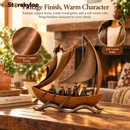 ⛵ When Life Gets Stormy Let Faith Be Your Anchor, Peace in the Storm Sailboat Sculpture ✝️🥳