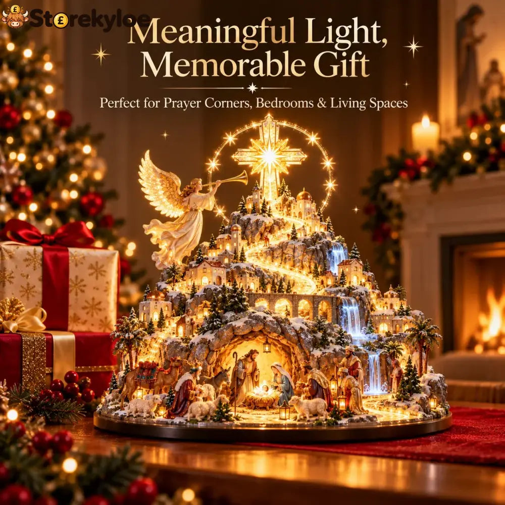 ✨ Where Bethlehem Glows | Illuminated Nativity Mountain Scene