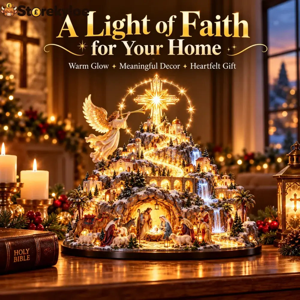 ✨ Where Bethlehem Glows | Illuminated Nativity Mountain Scene