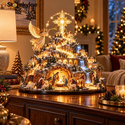 ✨ Where Bethlehem Glows | Illuminated Nativity Mountain Scene