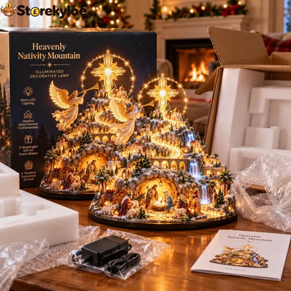 ✨ Where Bethlehem Glows | Illuminated Nativity Mountain Scene