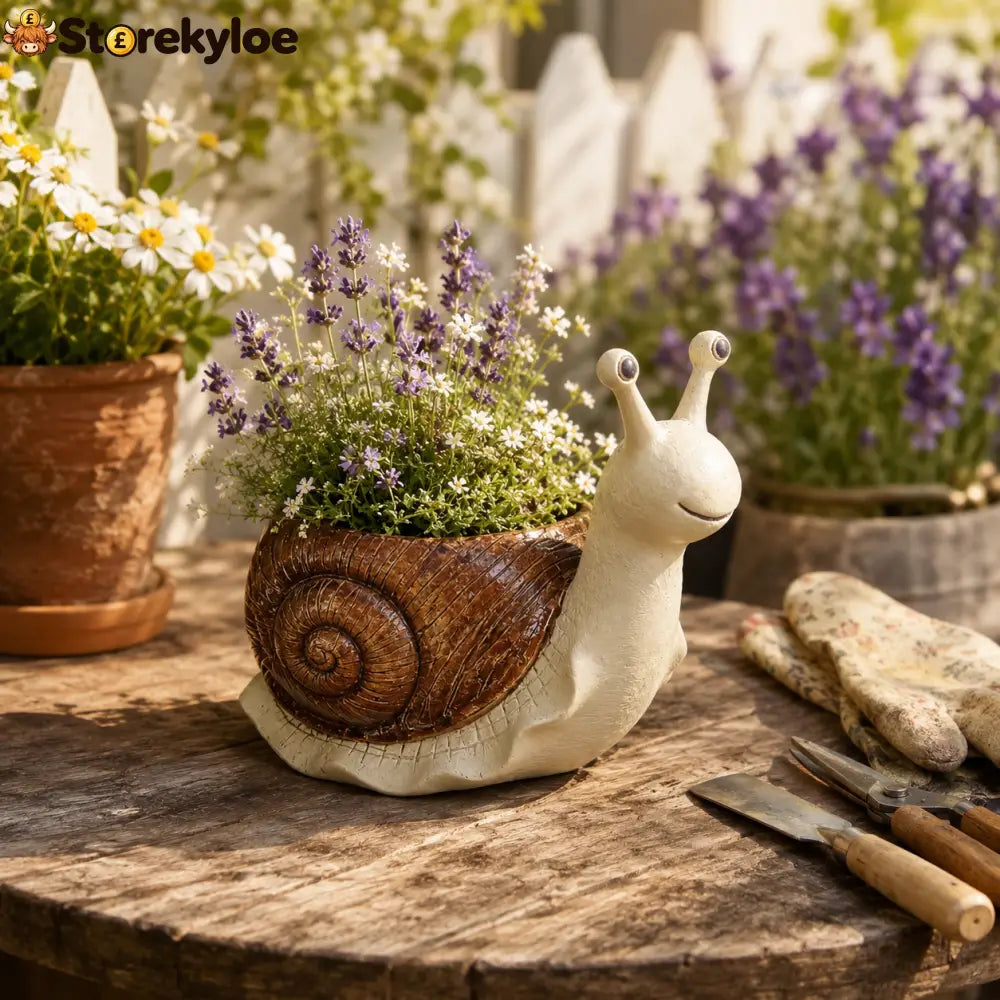 Whimsical Snail-Shaped Resin Flower Pot
