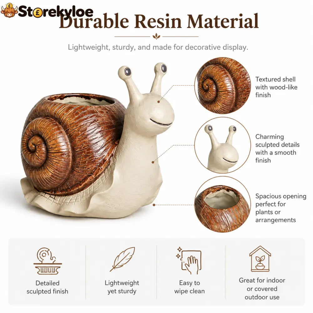 Whimsical Snail-Shaped Resin Flower Pot