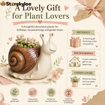 Whimsical Snail-Shaped Resin Flower Pot