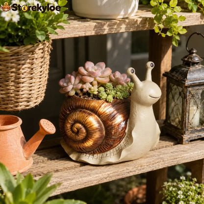 Whimsical Snail-Shaped Resin Flower Pot