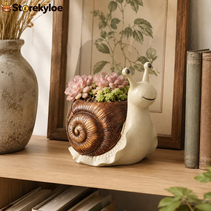 Whimsical Snail-Shaped Resin Flower Pot