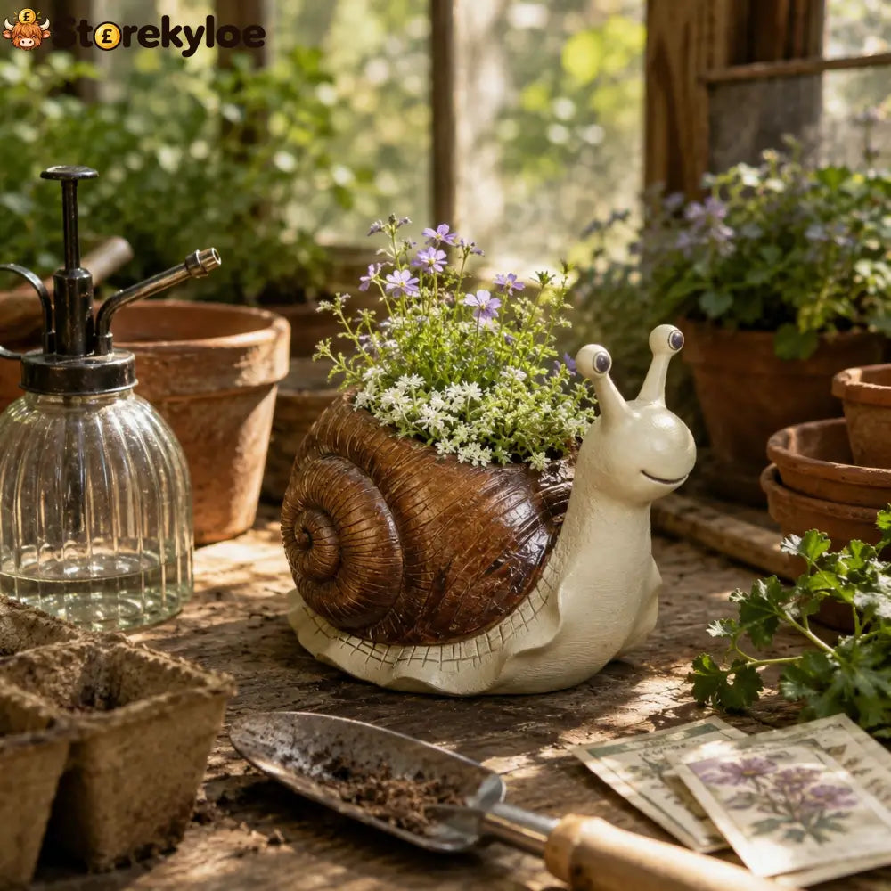 Whimsical Snail-Shaped Resin Flower Pot