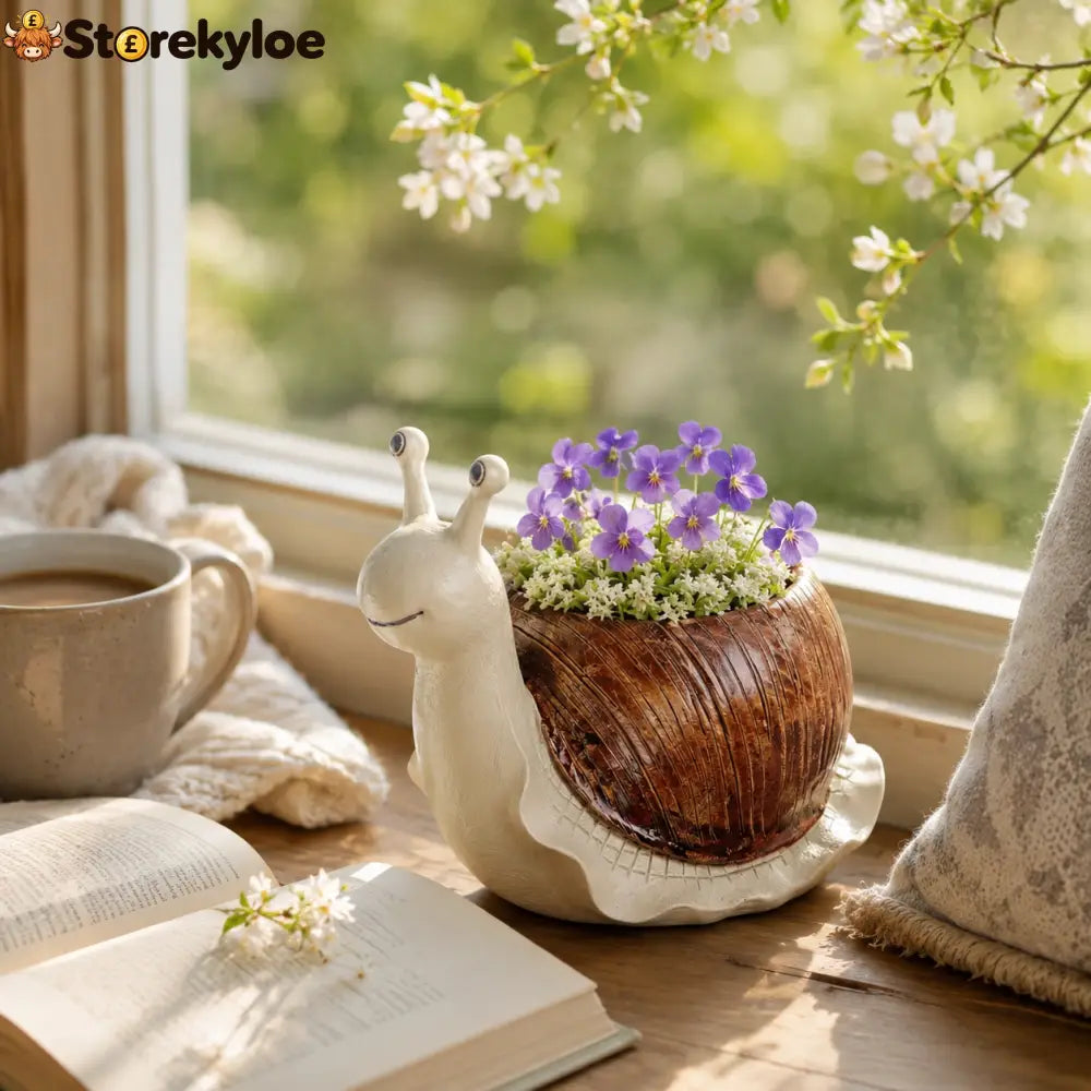 Whimsical Snail-Shaped Resin Flower Pot