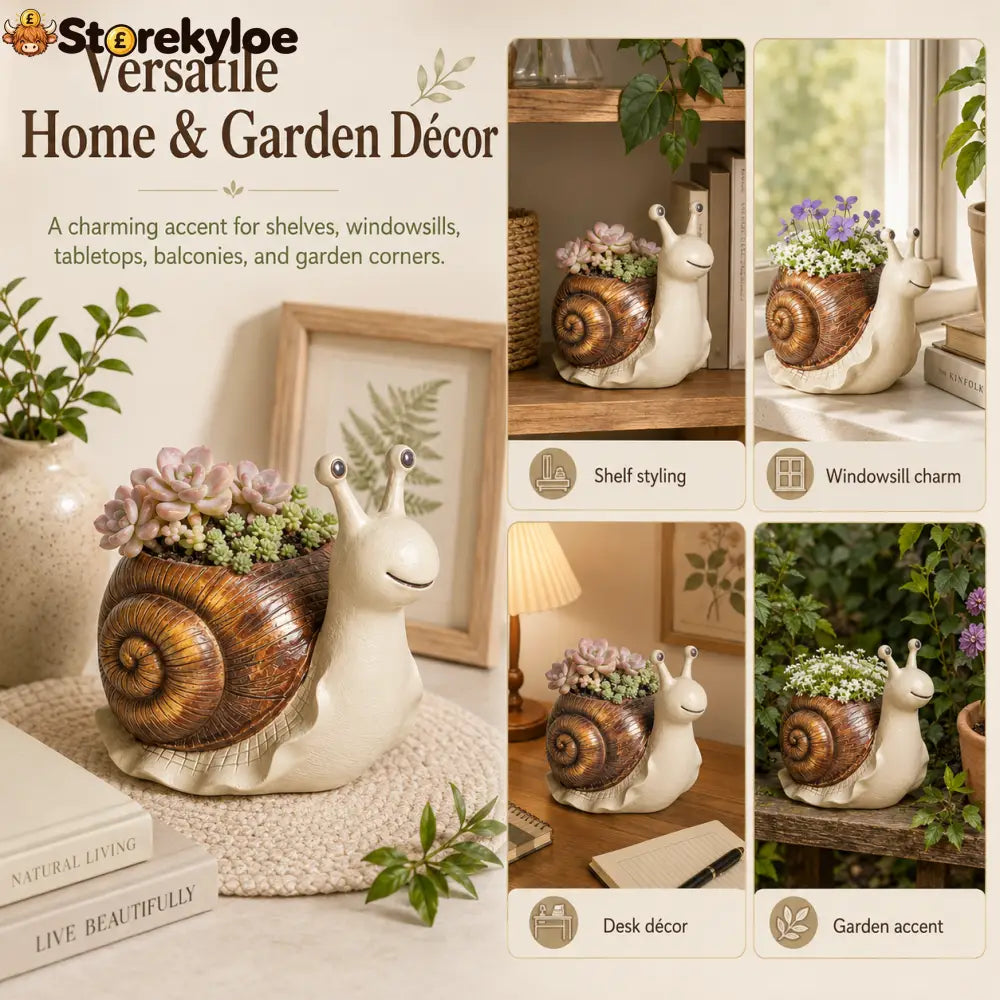 Whimsical Snail-Shaped Resin Flower Pot