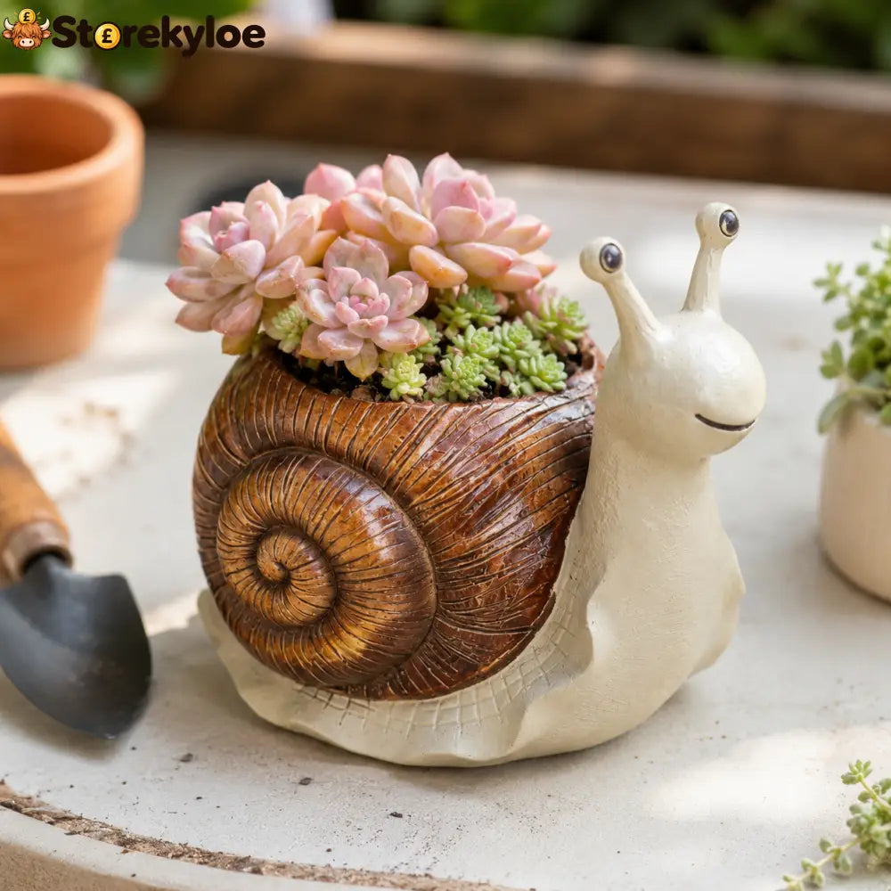 Whimsical Snail-Shaped Resin Flower Pot
