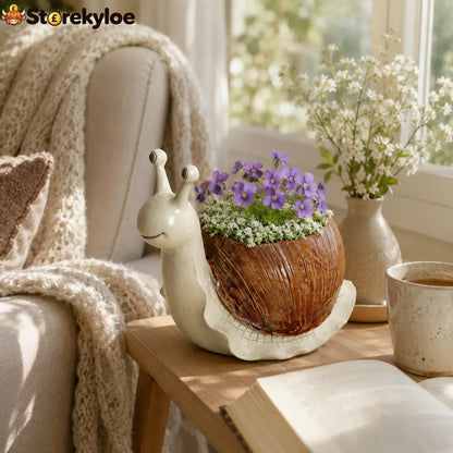 Whimsical Snail-Shaped Resin Flower Pot