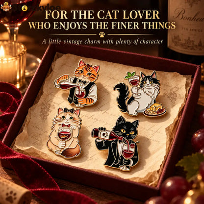 🍷wine Cats Brooch Set | Elegant Vintage Kitty Pins