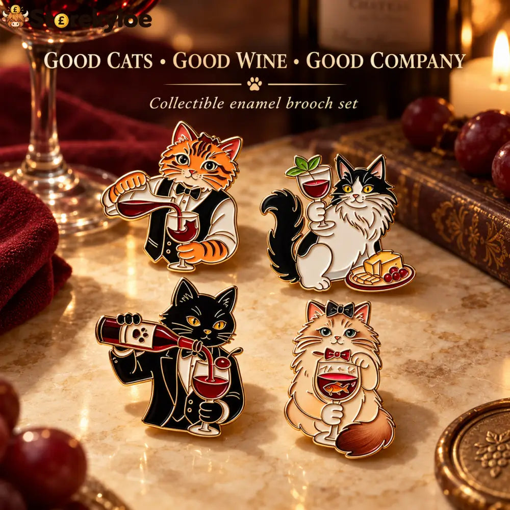 🍷wine Cats Brooch Set | Elegant Vintage Kitty Pins