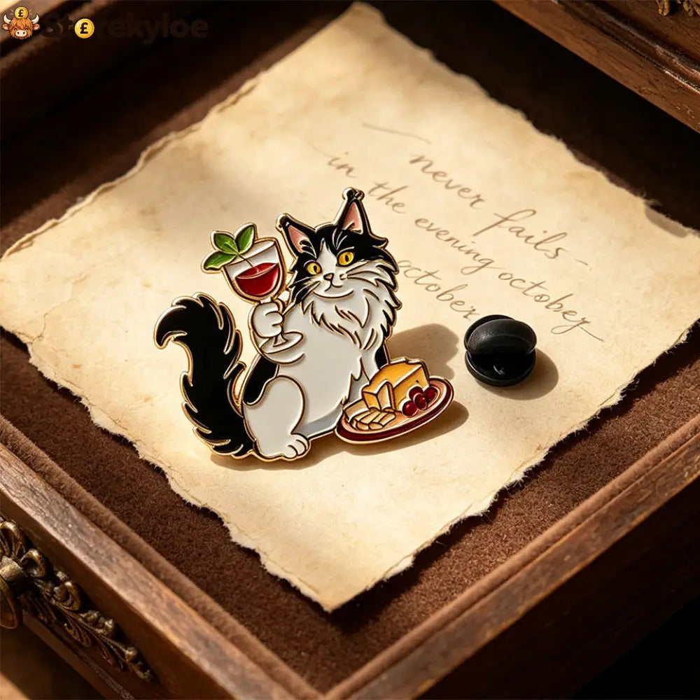 🍷wine Cats Brooch Set | Elegant Vintage Kitty Pins - Cheers Burmese Cat