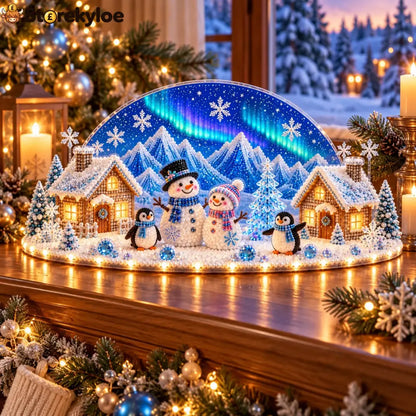 Winter Wonder DIY Decor Kit Light-Up 3D Christmas Village Gem Art☃️🏠 - DIY Christmas Diamond Painting Ornament Kit