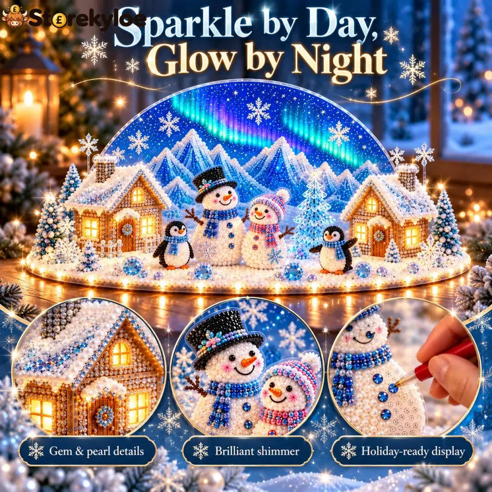 Winter Wonder DIY Decor Kit Light-Up 3D Christmas Village Gem Art☃️🏠 - DIY Christmas Diamond Painting Ornament Kit