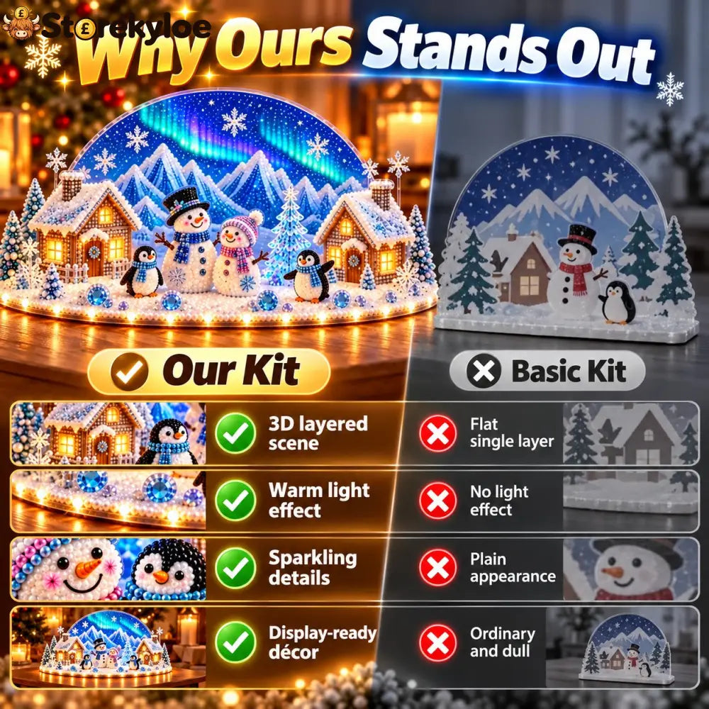 Winter Wonder DIY Decor Kit Light-Up 3D Christmas Village Gem Art☃️🏠 - DIY Christmas Diamond Painting Ornament Kit