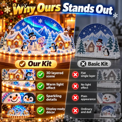 Winter Wonder DIY Decor Kit Light-Up 3D Christmas Village Gem Art☃️🏠 - DIY Christmas Diamond Painting Ornament Kit